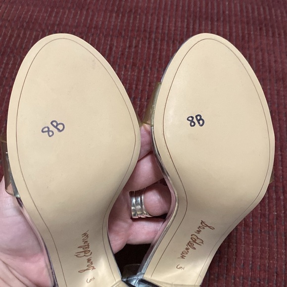 SAM‎ EDELMAN “YARO” SILVER BLOCK HEELS W/CLEAR STRAPS - Picture 12 of 15